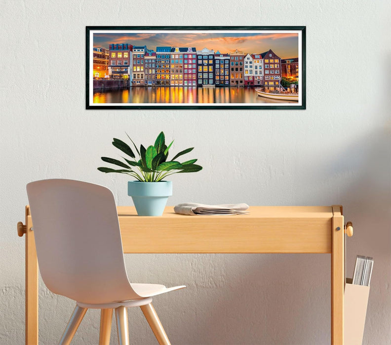 Clementoni 39838 Jigsaw Panorama Collection-Bright Amsterdam 1000 Pieces-Puzzle for Adults 14-99 Years, Gift for Men/Women, City, Holland, Made in Italy, Multicolor