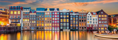 Clementoni 39838 Jigsaw Panorama Collection-Bright Amsterdam 1000 Pieces-Puzzle for Adults 14-99 Years, Gift for Men/Women, City, Holland, Made in Italy, Multicolor