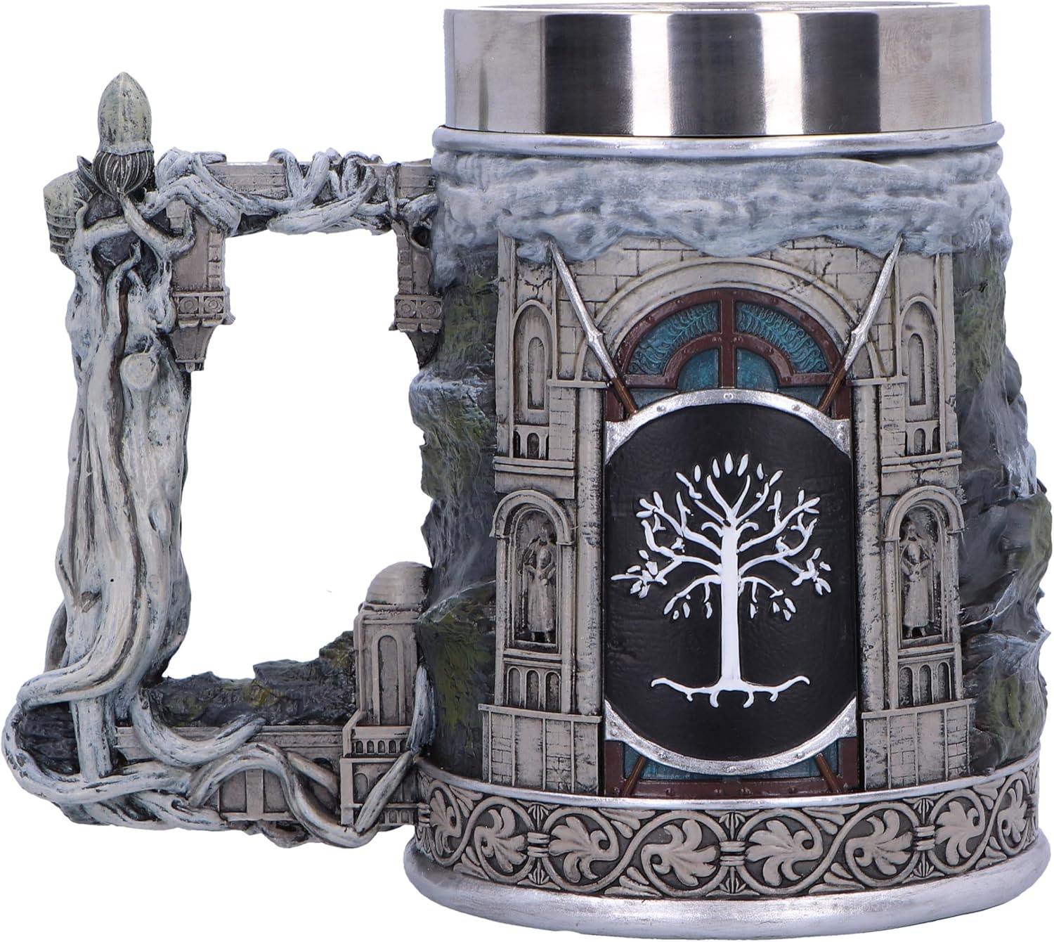 Nemesis Now Lord of the Rings Gondor Tankard 15.5cm, Resin, Official Lord of the Rings Merchandise, Gondor Beer Mug, Stainless Steel Insert, Cast in the Finest Resin, Expertly Hand-Painted