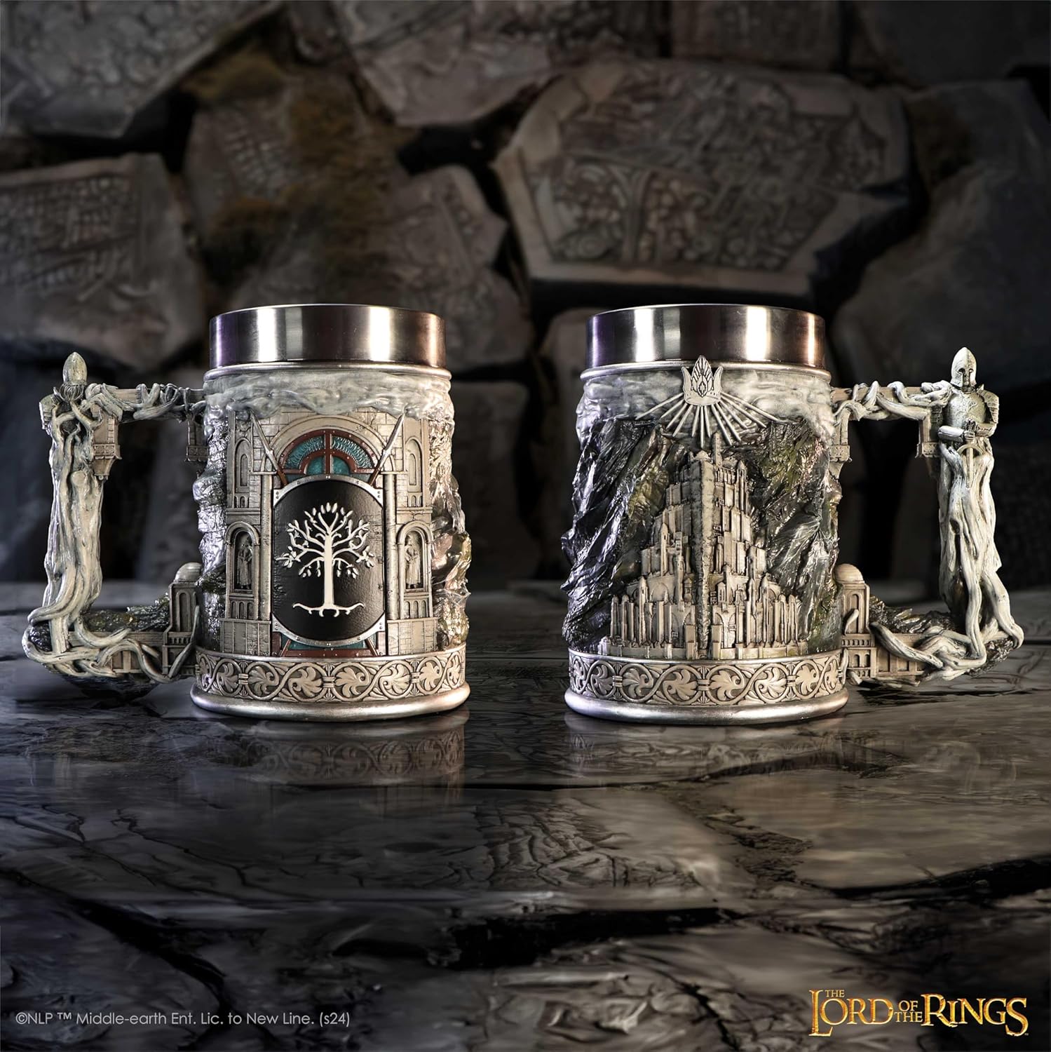 Nemesis Now Lord of the Rings Gondor Tankard 15.5cm, Resin, Official Lord of the Rings Merchandise, Gondor Beer Mug, Stainless Steel Insert, Cast in the Finest Resin, Expertly Hand-Painted