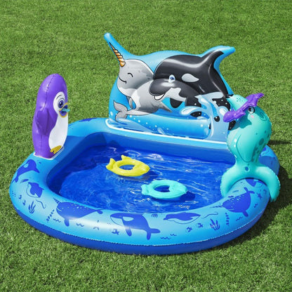 Bestway | Polar Pals Kids Water Play Centre, Inflatable Water Park, Garden Toys with Ring Toss for Kids and Toddlers, Ages 2+