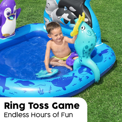 Bestway | Polar Pals Kids Water Play Centre, Inflatable Water Park, Garden Toys with Ring Toss for Kids and Toddlers, Ages 2+