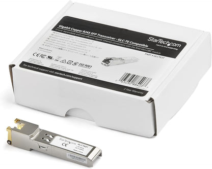 StarTech.com Cisco GLC-TE Compatible Module - 1000BASE-T Copper Industrial Gigabit Ethernet Transceiver - SFP to RJ45 Cat6/Cat5e 100m Extended Temp - Cisco Firepower, IE 2000, C9500, C2960 (GLCTEST)