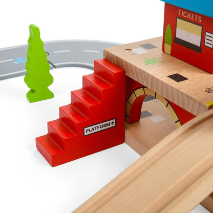 Bigjigs - Bigjigs Houten Rails Bovengronds Treinstation 5dlg.