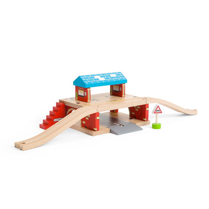 Bigjigs - Bigjigs Houten Rails Bovengronds Treinstation 5dlg.