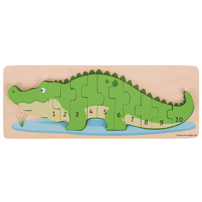 Bigjigs - Bigjigs Houten Telpuzzel Krokodil 10st.