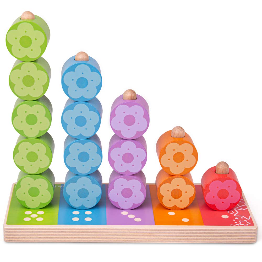 Bigjigs - Bigjigs Houten Stapelspel Bloemen 16dlg.