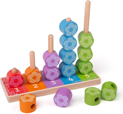 Bigjigs - Bigjigs Houten Stapelspel Bloemen 16dlg.