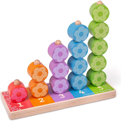 Bigjigs - Bigjigs Houten Stapelspel Bloemen 16dlg.