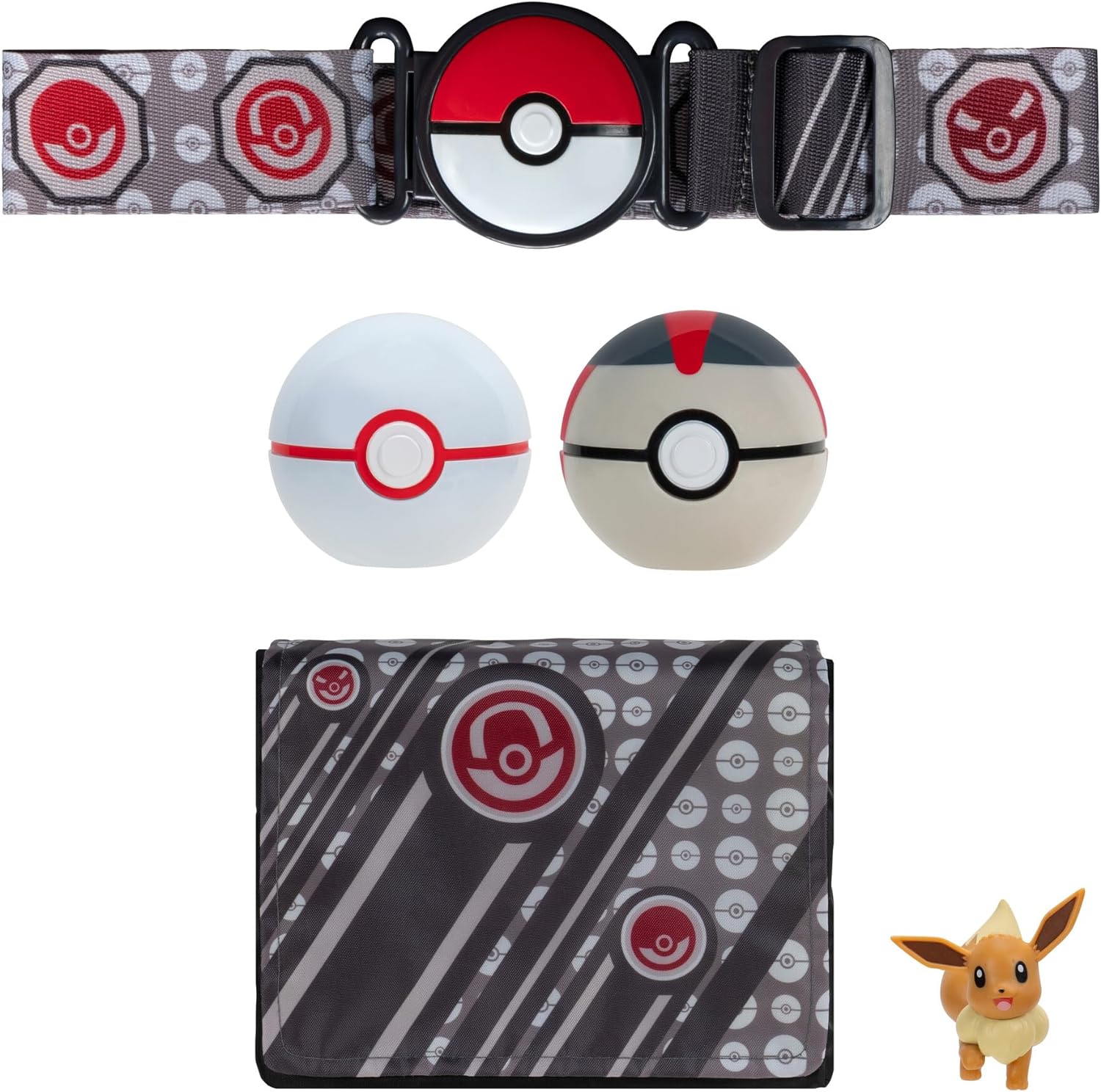Toys - Pokemon - Bandolier Set - Premier Ball & Timer Ball, Eevee #1, Belt, Bag - W4 / Toys