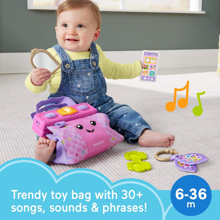 Fisher-Price Baby & Toddler Toy Laugh & Learn Going Places Learning Purse Interactive Bag & 4 Accessories for Ages 6+ Months, HTW89