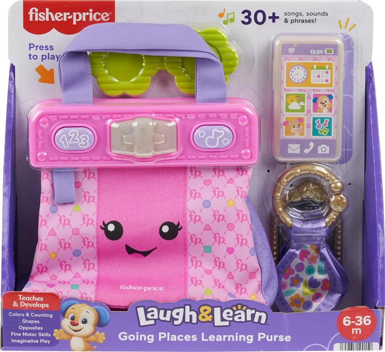 Fisher-Price Baby & Toddler Toy Laugh & Learn Going Places Learning Purse Interactive Bag & 4 Accessories for Ages 6+ Months, HTW89