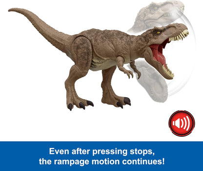 Mattel Jurassic World Chaos Theory All-Out Attack Tyrannosaurus Rex Dinosaur Action Figure Toy, T. rex with Rampage Attack, Chomp & Roar & Evolved Spikes, Digital Play