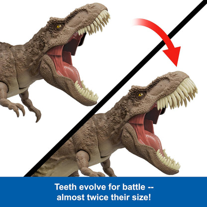 Mattel Jurassic World Chaos Theory All-Out Attack Tyrannosaurus Rex Dinosaur Action Figure Toy, T. rex with Rampage Attack, Chomp & Roar & Evolved Spikes, Digital Play
