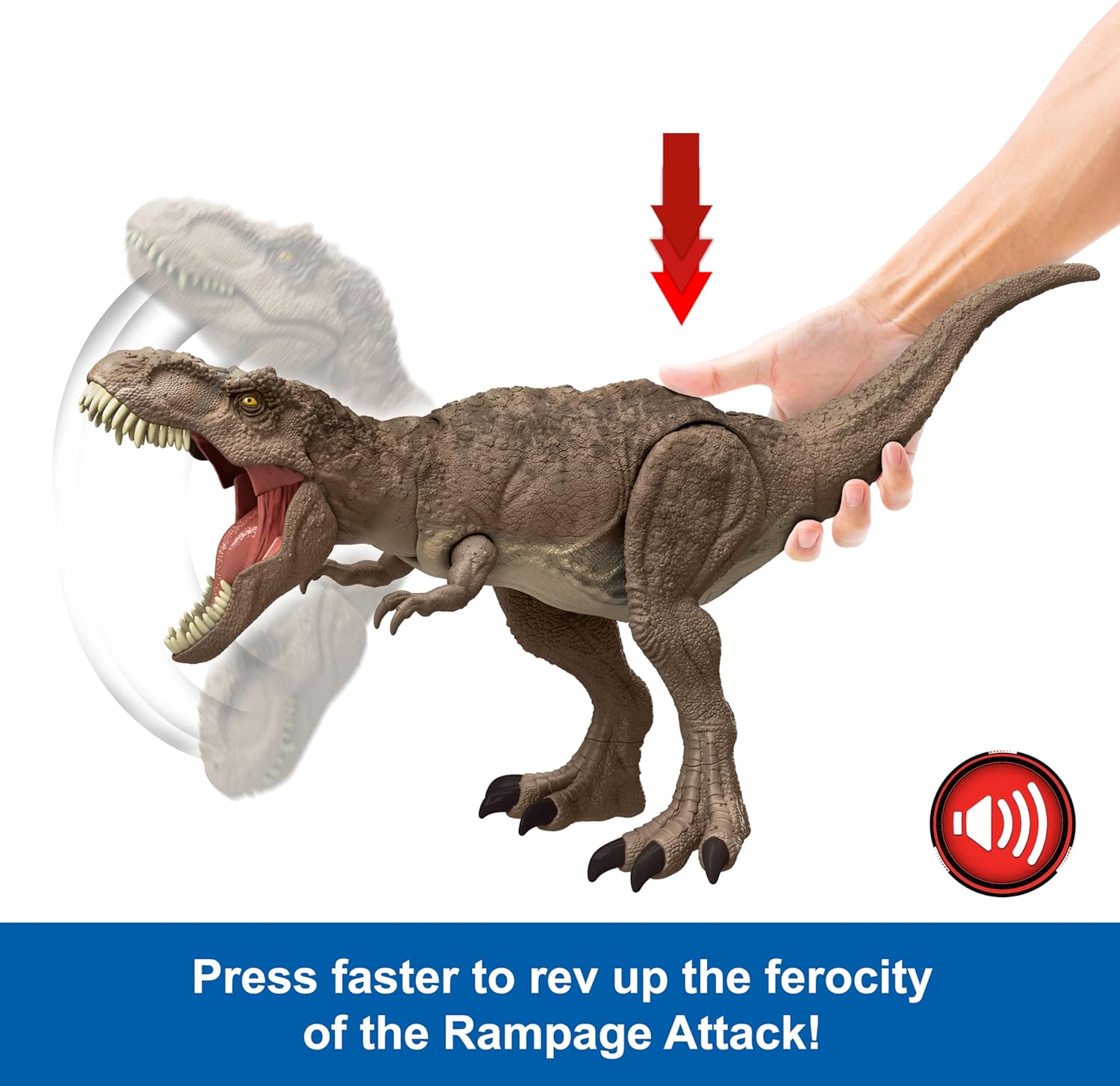 Mattel Jurassic World Chaos Theory All-Out Attack Tyrannosaurus Rex Dinosaur Action Figure Toy, T. rex with Rampage Attack, Chomp & Roar & Evolved Spikes, Digital Play