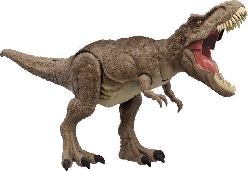 Mattel Jurassic World Chaos Theory All-Out Attack Tyrannosaurus Rex Dinosaur Action Figure Toy, T. rex with Rampage Attack, Chomp & Roar & Evolved Spikes, Digital Play