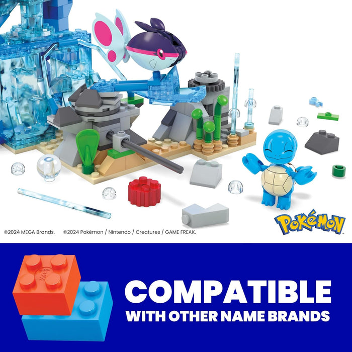 MEGA Pokémon Aventura Acuática, Set de bloques de construcción con 3 figuras de personajes (Squirtle, Psyduck y Finneon), 319 piezas, juguete regalo para niños y niñas +8 años, HXF79
