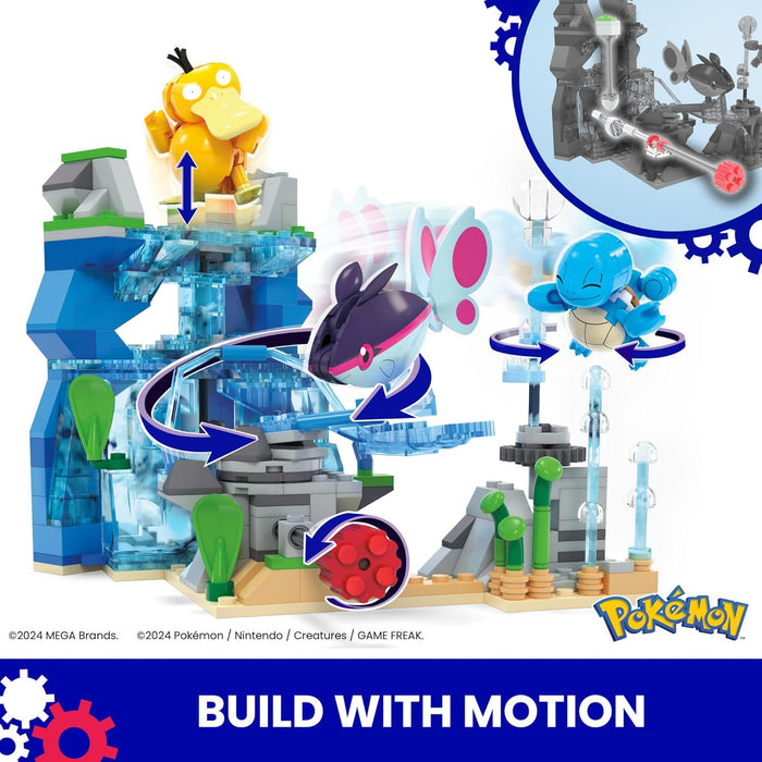 MEGA Pokémon Aventura Acuática, Set de bloques de construcción con 3 figuras de personajes (Squirtle, Psyduck y Finneon), 319 piezas, juguete regalo para niños y niñas +8 años, HXF79