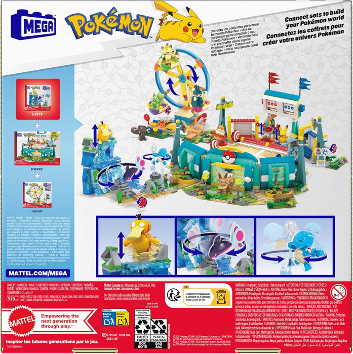 MEGA Pokémon Aventura Acuática, Set de bloques de construcción con 3 figuras de personajes (Squirtle, Psyduck y Finneon), 319 piezas, juguete regalo para niños y niñas +8 años, HXF79