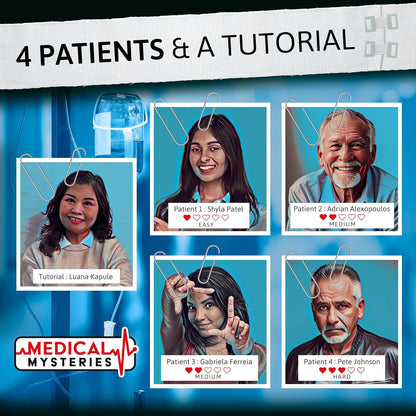 Medical Mysteries Board Game - Cooperative Medical Mystery Game with 4 Cases to Solve - Choose Your Own Adventure Hospital Detective Game for 14+ Years - Strategy Family Board Games for 1-4 Players