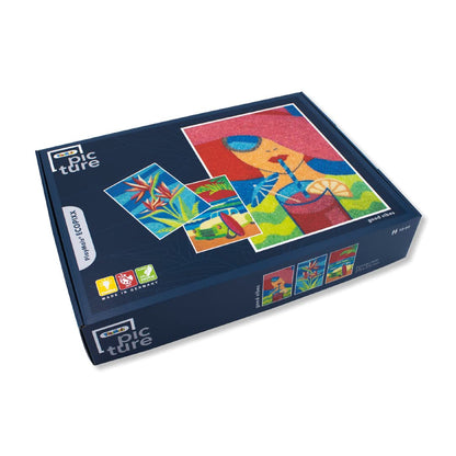 PlayMais® Diamond Painting ECOPIXX PICTURE Good Vibes 275 x 375mm I Mosaik Bastelset aus Maisgrieß ab 12 Jahren I Diamant Painting Bilder mit 3 Motiven, Pinzette, Schwamm I Vegan & nachhaltig