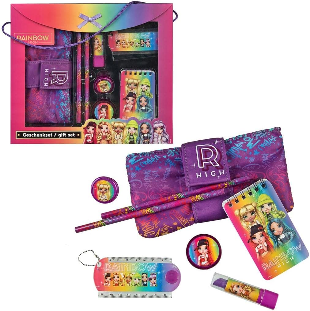 MGA Entertainment Stationery Set - Rainbow High 8 Pieces - School - Kindergarten - Primary - Gift Idea - Girls - Pencils - School Supplies