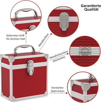Kxrm22R - 7 Inch Aluminium Vinyl Storage Case For 35 Singles - Red - Retro Musique