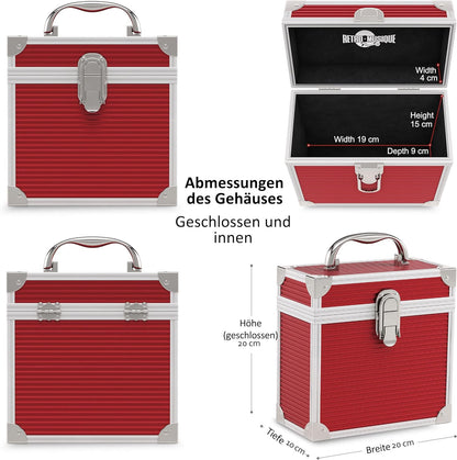 Kxrm22R - 7 Inch Aluminium Vinyl Storage Case For 35 Singles - Red - Retro Musique
