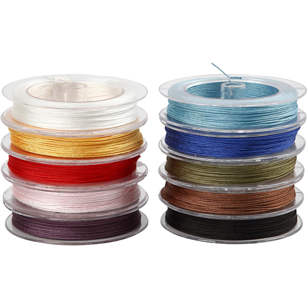 Polyester Cord - Assortment, thickness 1 mm, asstd colours, 10x50m