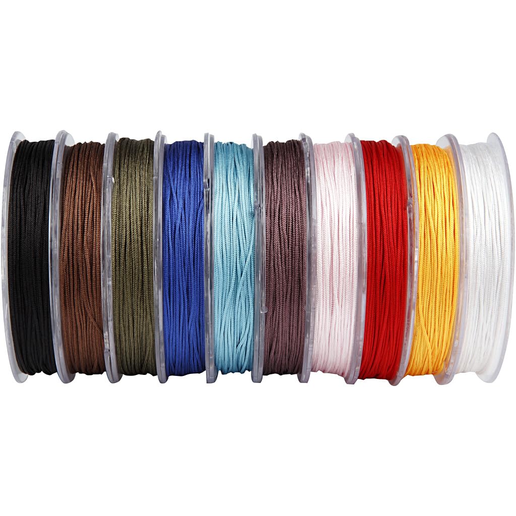 Polyester Cord - Assortment, thickness 1 mm, asstd colours, 10x50m