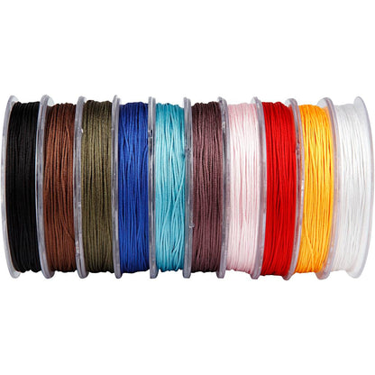 Polyester Cord - Assortment, thickness 1 mm, asstd colours, 10x50m