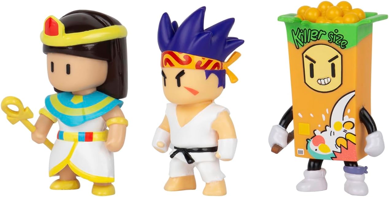 Stumble Guys Collectable Figures 3-pack Window Box Cleopatra, Sensei Firefist, Cereal Killer