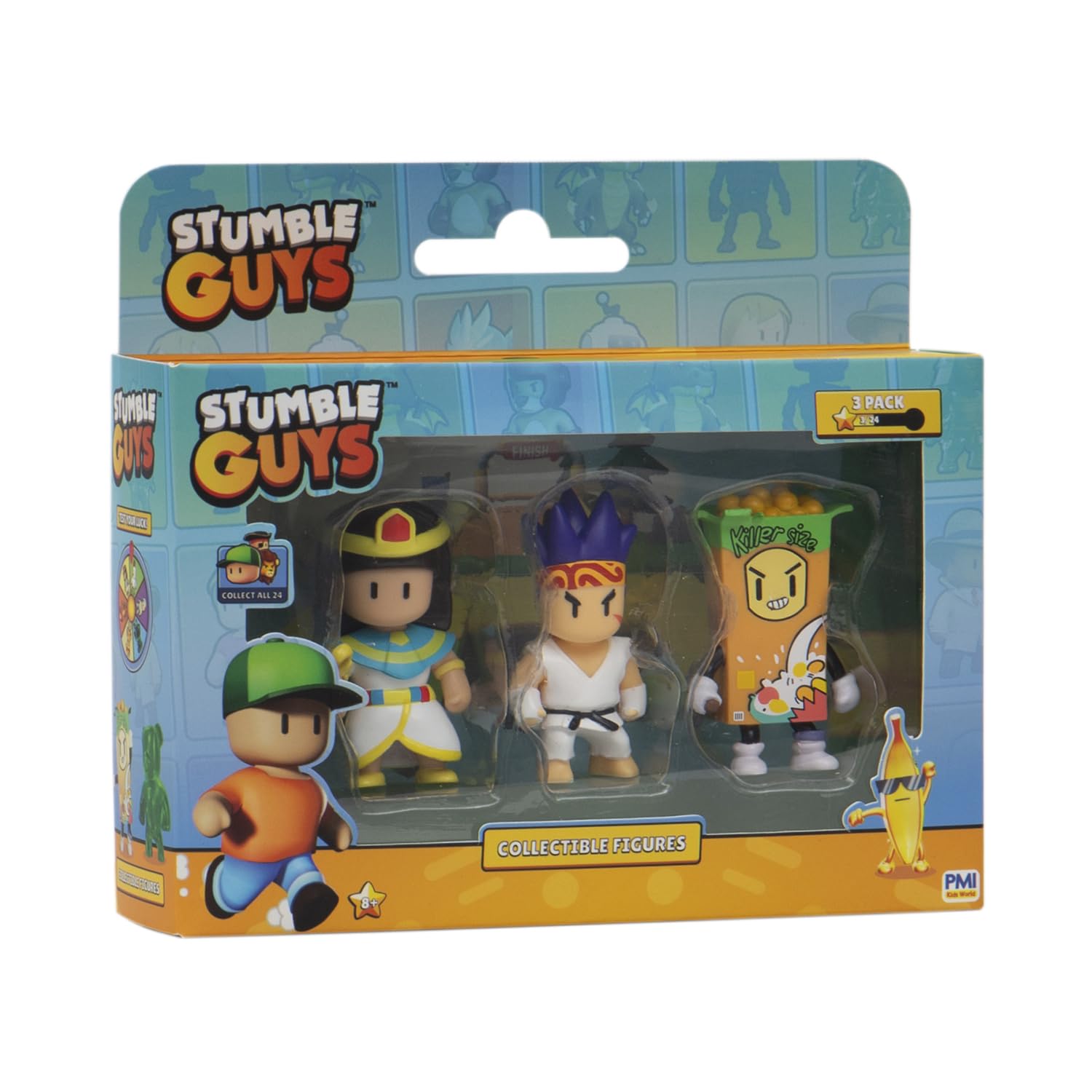 Stumble Guys Collectable Figures 3-pack Window Box Cleopatra, Sensei Firefist, Cereal Killer