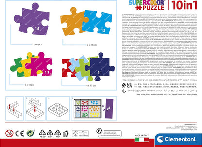 Clementoni 20273 Supercolor 10 in 1 Rainbow High (3x18, 4x30, 2x48 and 1x60 Pieces) -Jigsaw Puzzle for Kids Age 4, Multicoloured