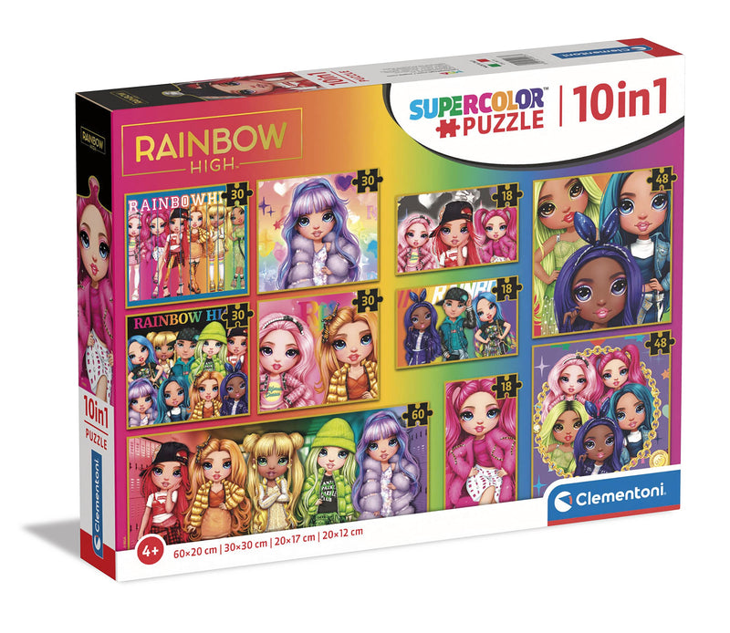 Clementoni 20273 Supercolor 10 in 1 Rainbow High (3x18, 4x30, 2x48 and 1x60 Pieces) -Jigsaw Puzzle for Kids Age 4, Multicoloured
