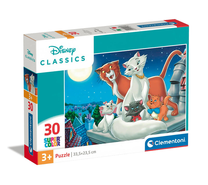 Clementoni - 20278 - Supercolor Puzzle - Disney Classics - Puzzle 30 Teile Ab 3 Jahren, Buntes Kinderpuzzle Mit Besonderer Leuchtkraft & Farbintensität, Geschicklichkeitsspiel Für Kinder
