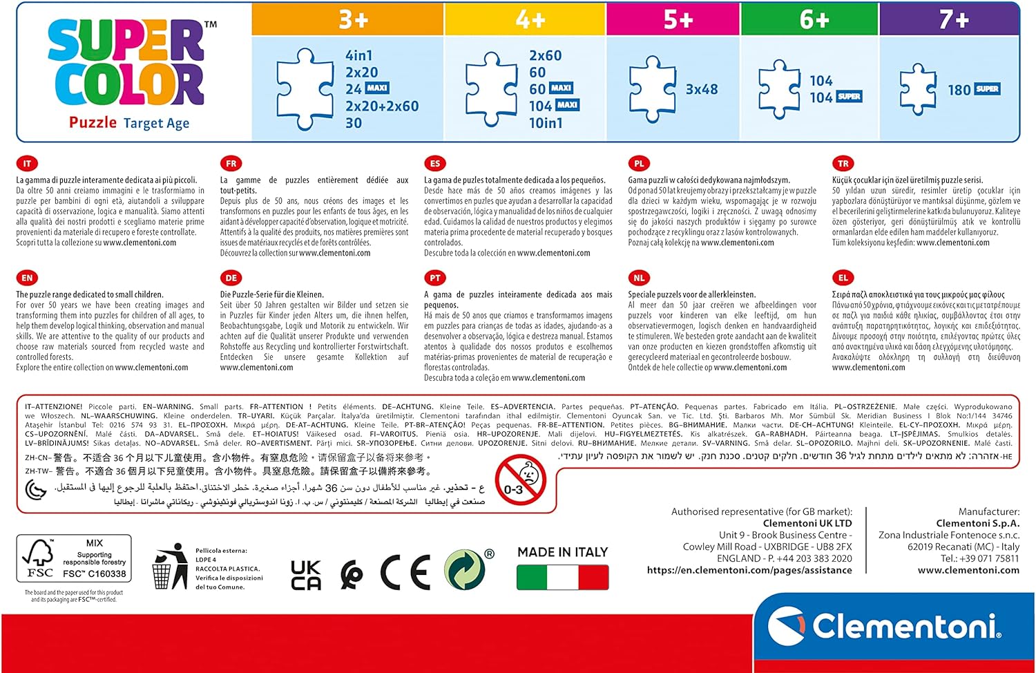 Clementoni - 4In1 Puzzle Jurassic World, Kinderpuzzels, 3-5 jaar, 21521