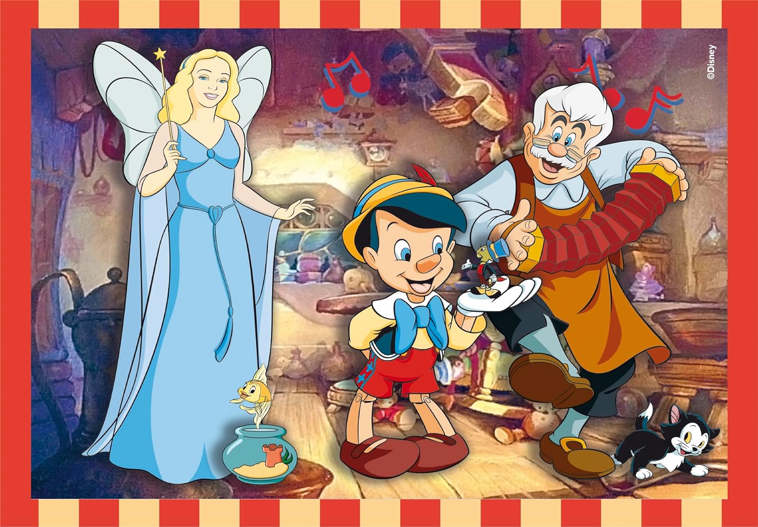 Clementoni 21523 Disney Classics Supercolor 4 in 1 Classics-12+16+20+24 Pieces, Jigsaw Kids Age 3, Puzzle Cartoon, Made in Italy
