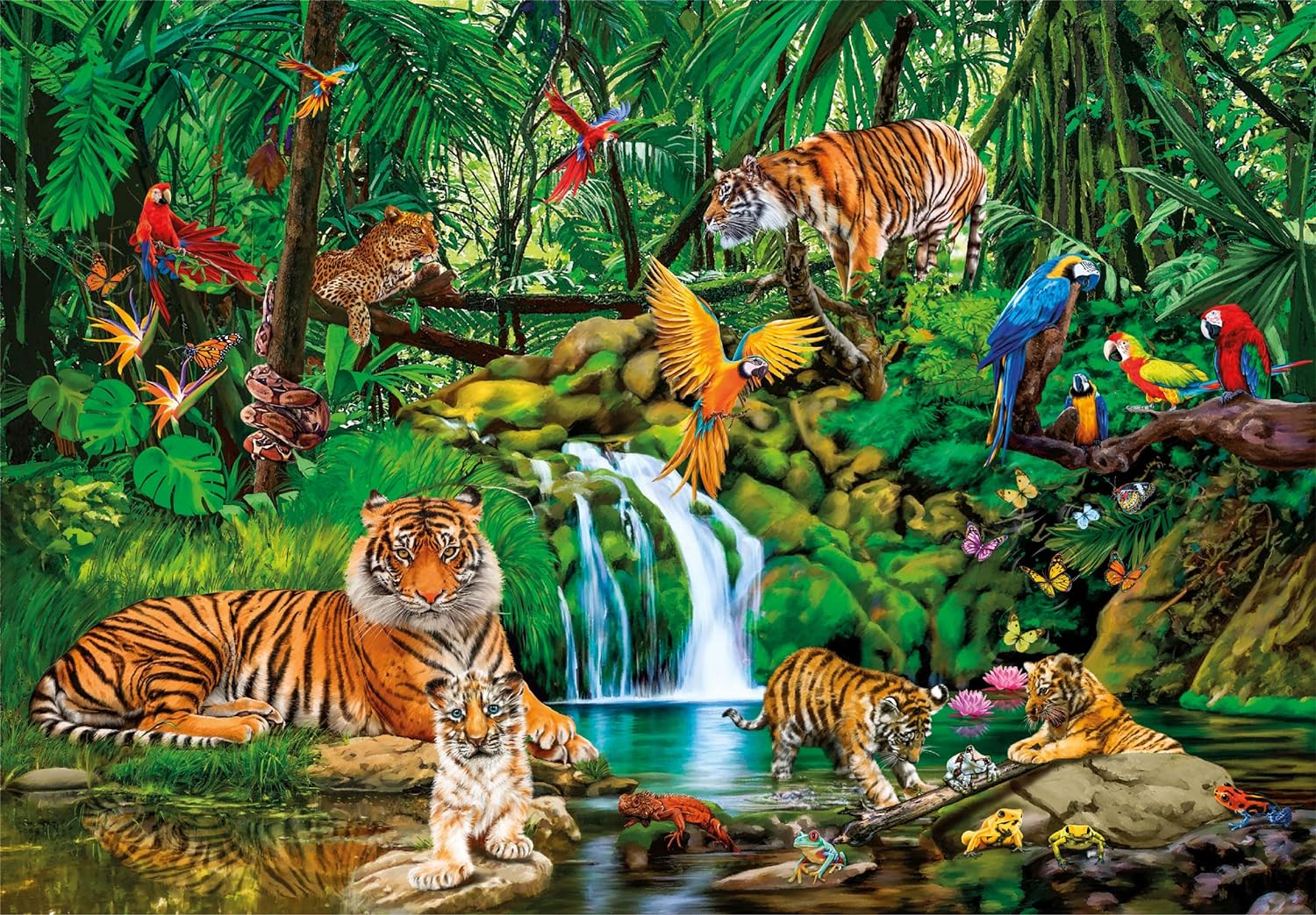 Clementoni 21721 Jigsaw Jungle Retreat 300 Pieces-Supercolor Children 9-11 Years, Cartoon, Gift for Boy/Girls, Puzzle for Kids, Made in Italy, Multicolor