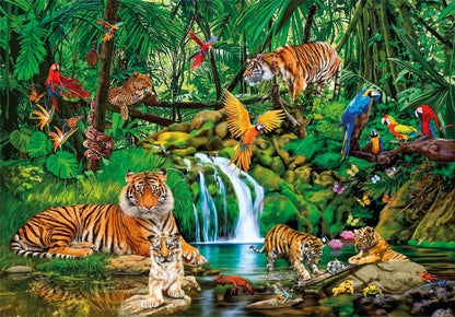 Clementoni 21721 Jigsaw Jungle Retreat 300 Pieces-Supercolor Children 9-11 Years, Cartoon, Gift for Boy/Girls, Puzzle for Kids, Made in Italy, Multicolor