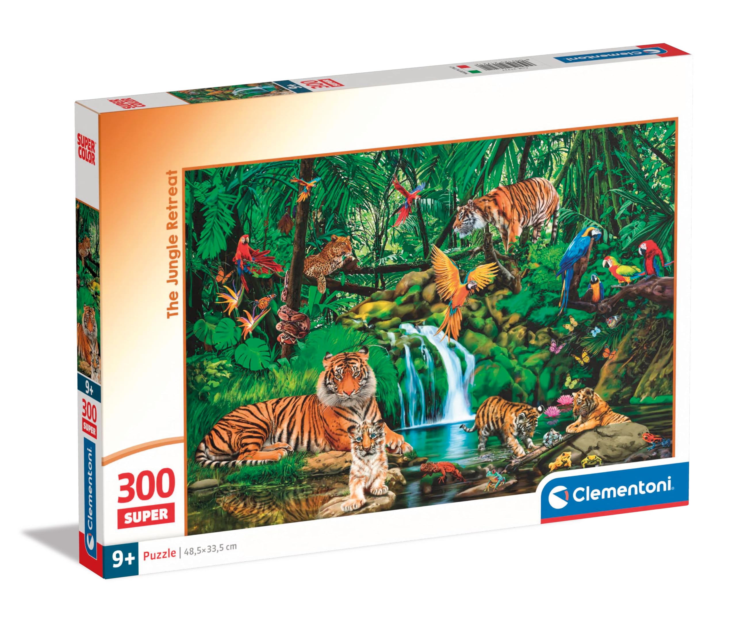 Clementoni 21721 Jigsaw Jungle Retreat 300 Pieces-Supercolor Children 9-11 Years, Cartoon, Gift for Boy/Girls, Puzzle for Kids, Made in Italy, Multicolor