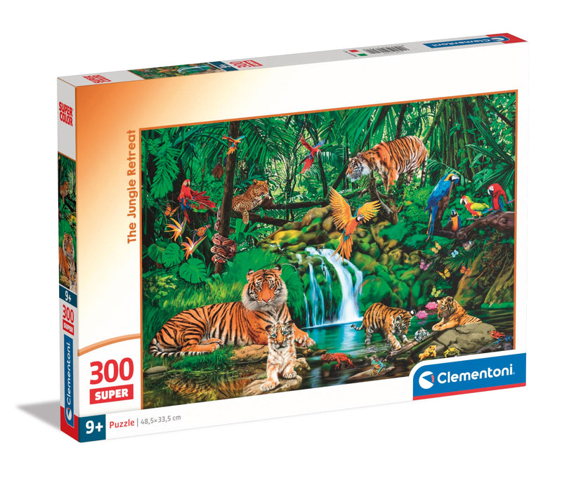 Clementoni 21721 Jigsaw Jungle Retreat 300 Pieces-Supercolor Children 9-11 Years, Cartoon, Gift for Boy/Girls, Puzzle for Kids, Made in Italy, Multicolor