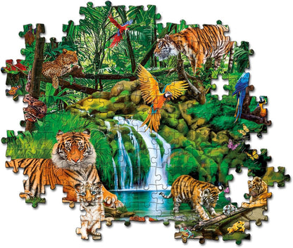 Clementoni 21721 Jigsaw Jungle Retreat 300 Pieces-Supercolor Children 9-11 Years, Cartoon, Gift for Boy/Girls, Puzzle for Kids, Made in Italy, Multicolor