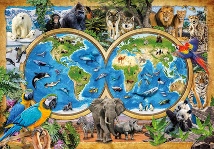 Clementoni - Supercolor The Wonderful World-180 stukjes kinderen 9 jaar, puzzel illustratie, dieren, Made in Italy, meerkleurig, 21723
