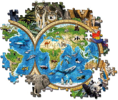 Clementoni - Supercolor The Wonderful World-180 stukjes kinderen 9 jaar, puzzel illustratie, dieren, Made in Italy, meerkleurig, 21723