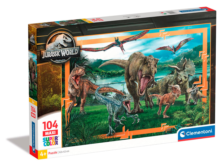 Clementoni Puzzle Infantil 104 Maxi Piezas Grandes Jurassic World-Desde 4 años (23770