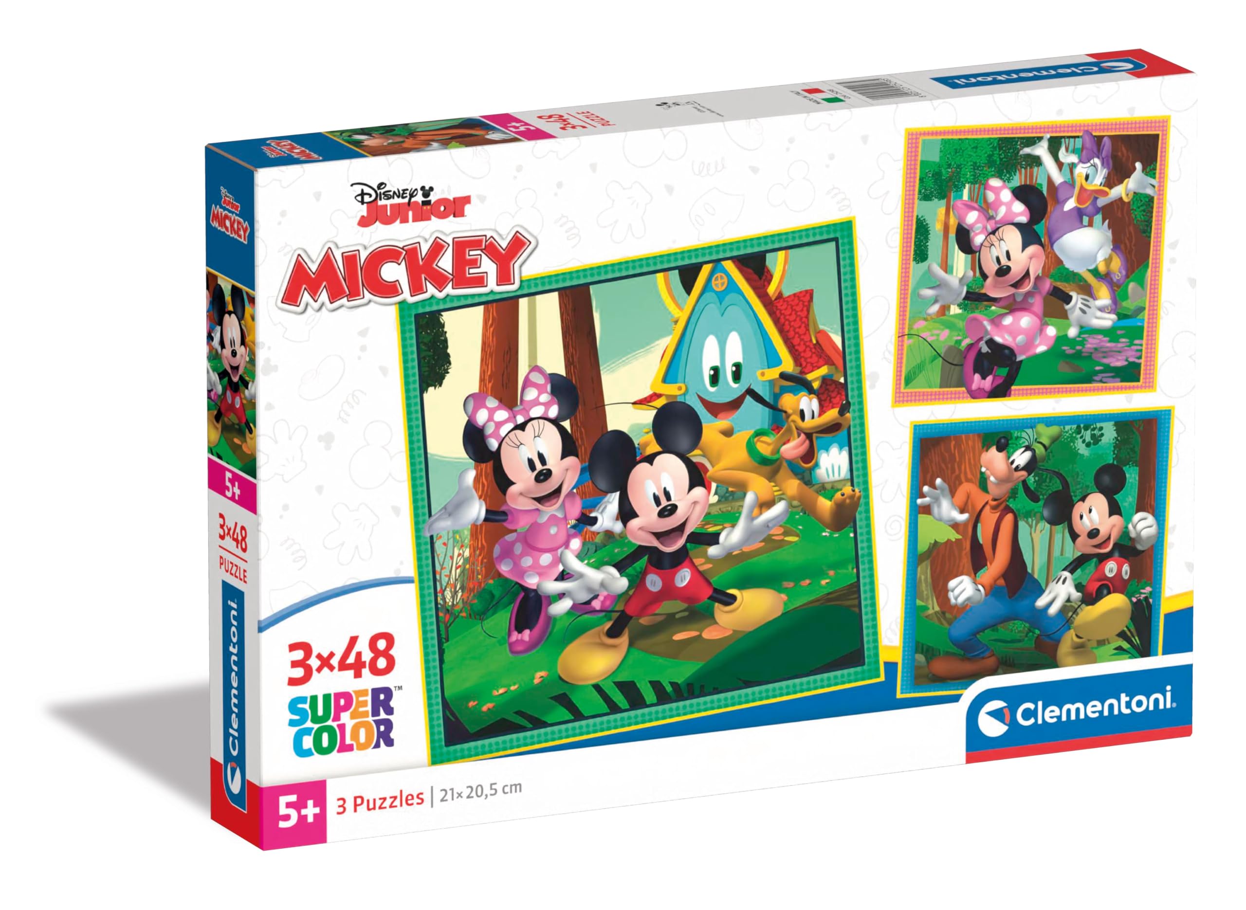 Clementoni 25298 Disney Classics Supercolor Mickey and Friends-3x48 Pieces (3 Included), Jigsaw Kids Age 5, Puzzle Cartoon, Made in Italy