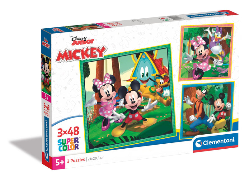 Clementoni 25298 Disney Classics Supercolor Mickey and Friends-3x48 Pieces (3 Included), Jigsaw Kids Age 5, Puzzle Cartoon, Made in Italy