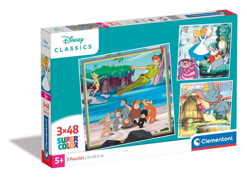 Clementoni 25302 Disney Classics Supercolor Classics-3x48 Pieces (3 Included), Jigsaw Kids Age 5, Puzzle Cartoon, Made in Italy