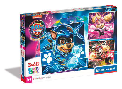 Clementoni 25303 Supercolor Paw Patrol The Mighty Movie-3x48 Pieces (3 Included), Jigsaw Kids Age 5, Puzzle Cartoon, Made In Italy